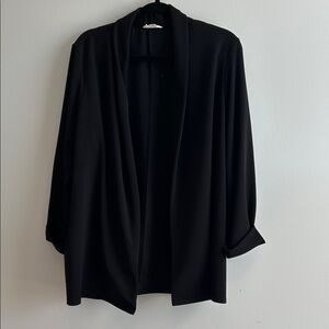 Black Open Front Blazer Cardigan, 3/4 sleeve, size 2X